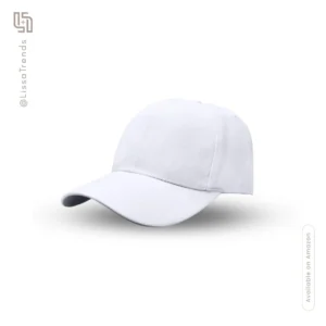 Front view of women's white baseball cap with adjustable strap