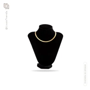 Front view of women's classic gold tone necklace with simple chain design